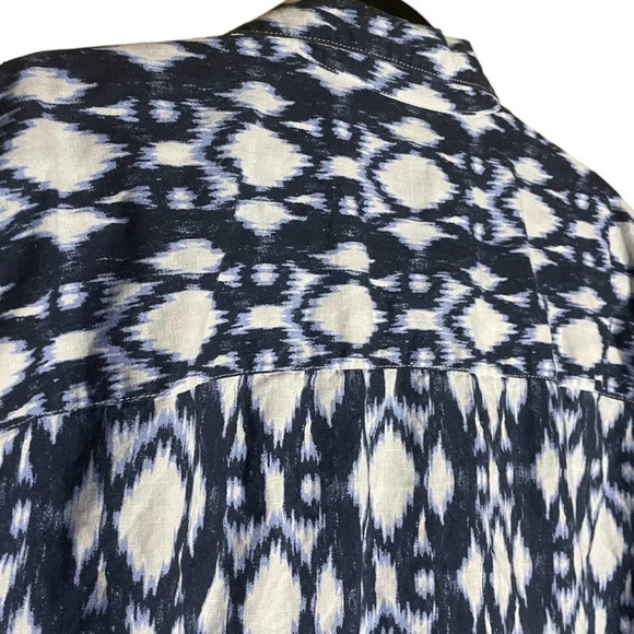GAP Men's Blue & White IKAT Linen Short Sleeve Button Down Shirt Sz Large - Picture 12 of 12